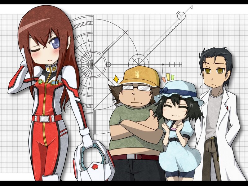 anime characters with technical drawings