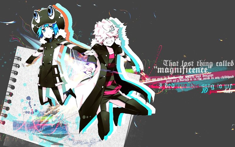 anime characters with text