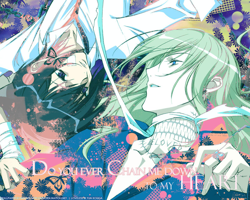 Anime characters with text overlay