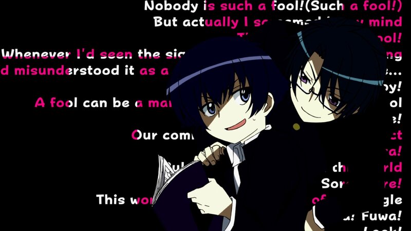 anime characters with text overlay