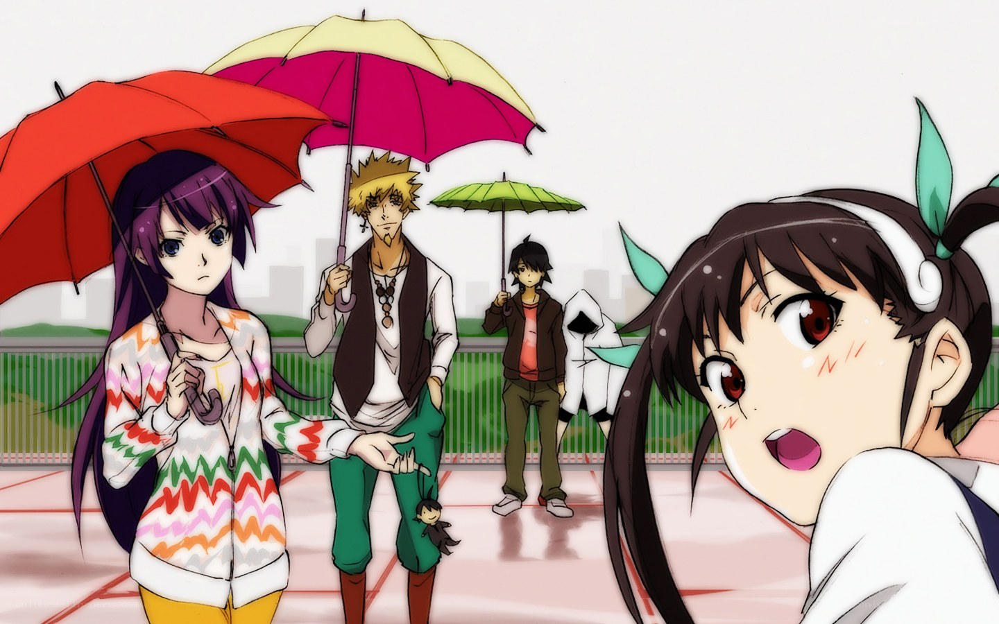 anime characters with umbrellas