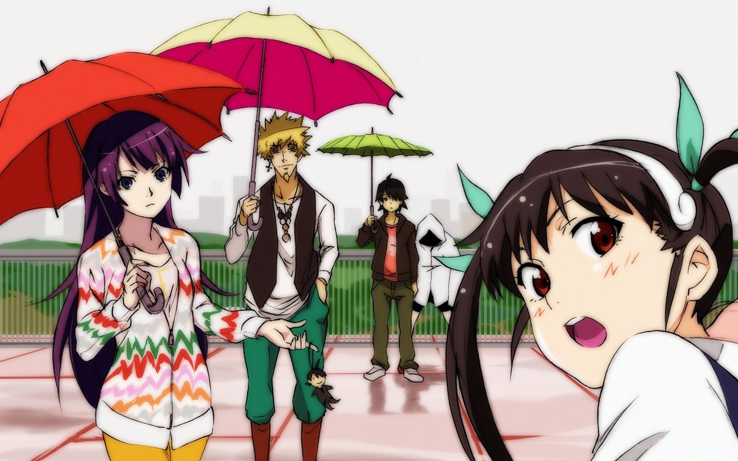 anime characters with umbrellas