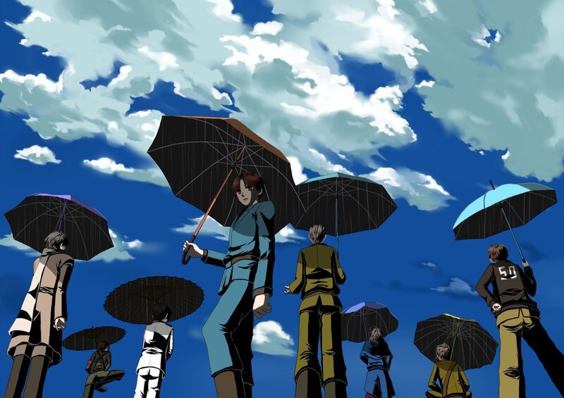 anime characters with umbrellas