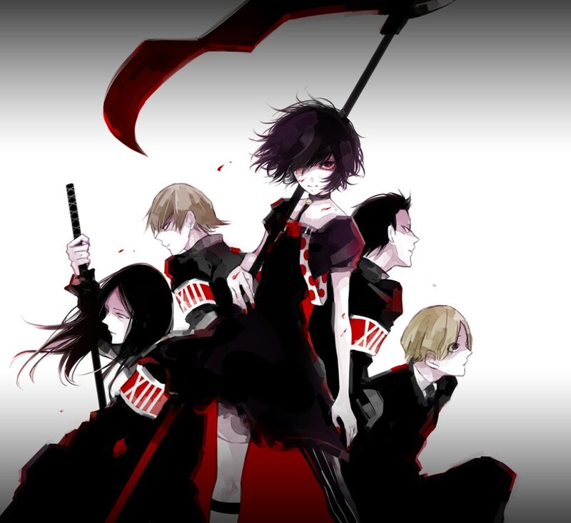 Anime Characters with Weapons — Black, Dramatic, Manga