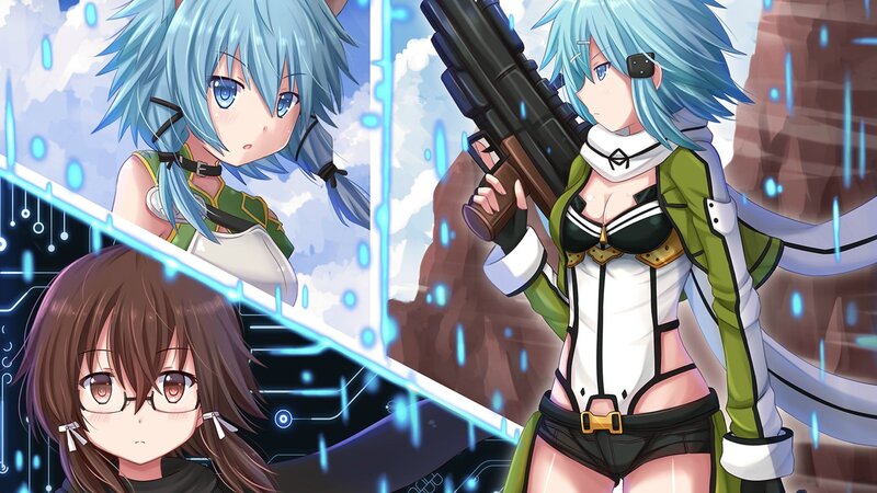 Anime Characters with Weapons — Blue, Dramatic, Digital Art