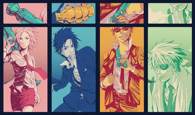 Anime Characters with Weapons — Blue, Dramatic, Manga, Guns