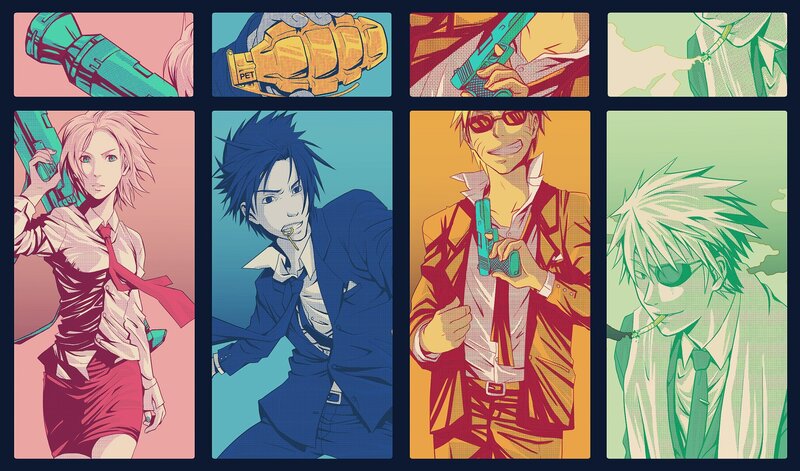 Anime Characters with Weapons — Blue, Dramatic, Manga