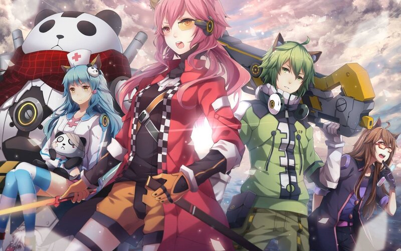 Anime Characters with Weapons — Pink, Dramatic, Sunset