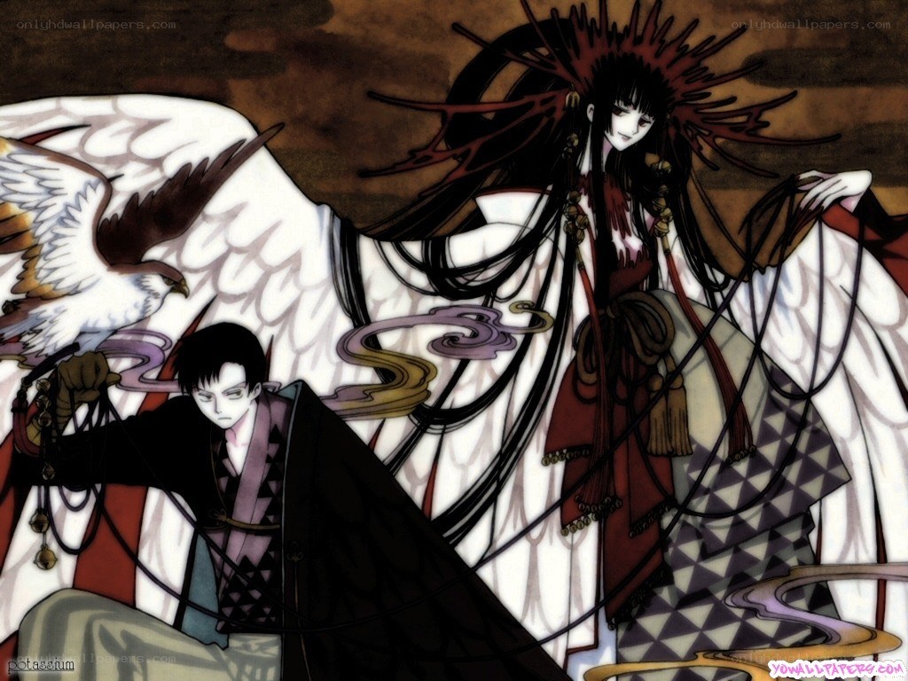 Anime characters with wings and bird
