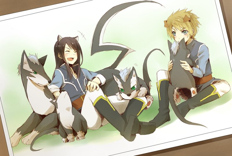 anime characters with wolf creatures