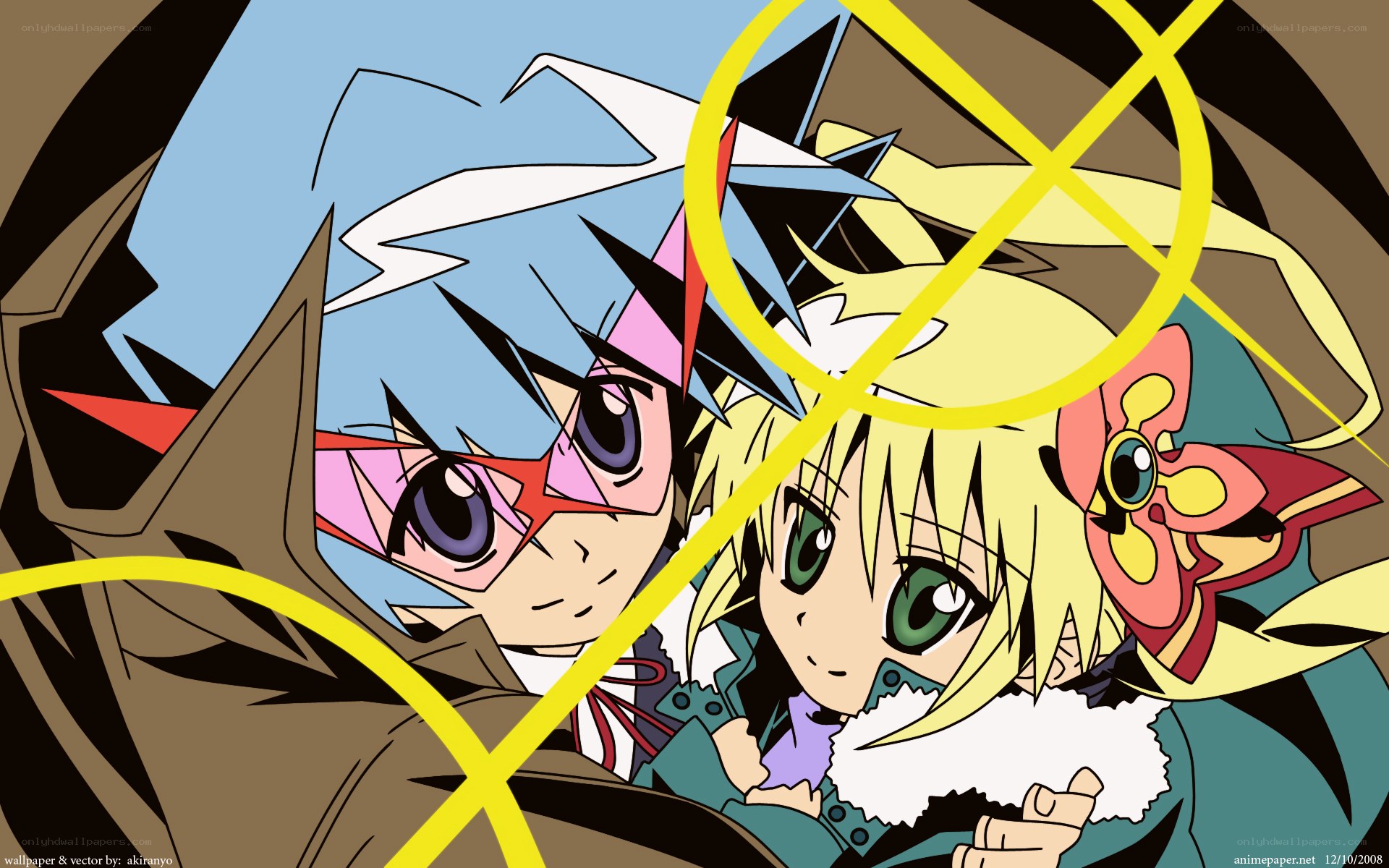anime characters with yellow lines