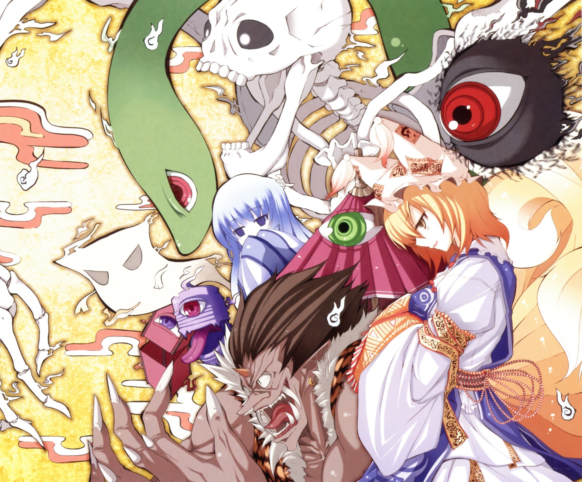 anime characters with yokai creatures