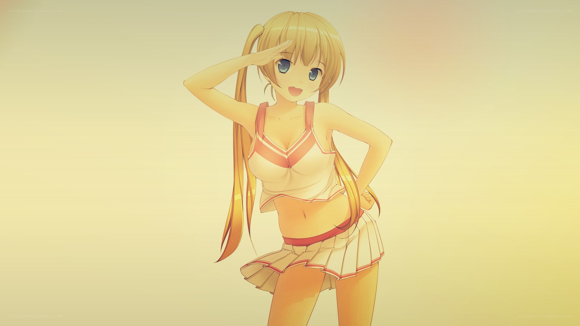 anime cheerleader saluting