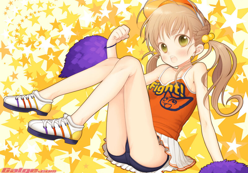 anime cheerleader with pom-poms