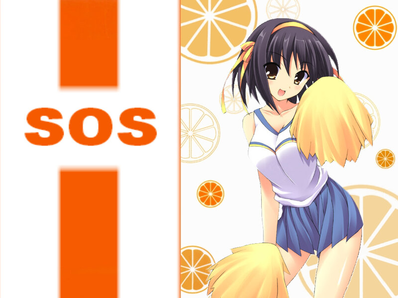 anime cheerleader with pom-poms