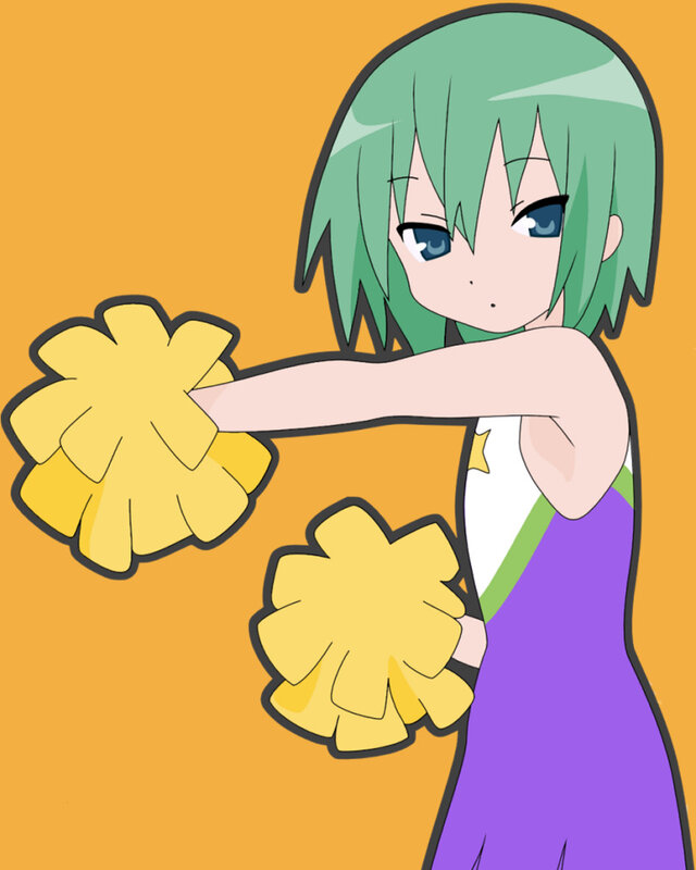 anime cheerleader with pom-poms