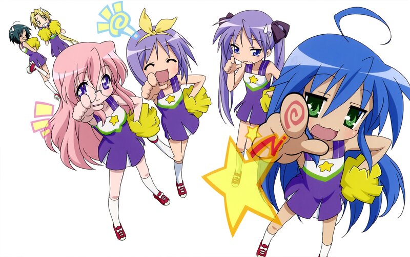 anime cheerleaders in action