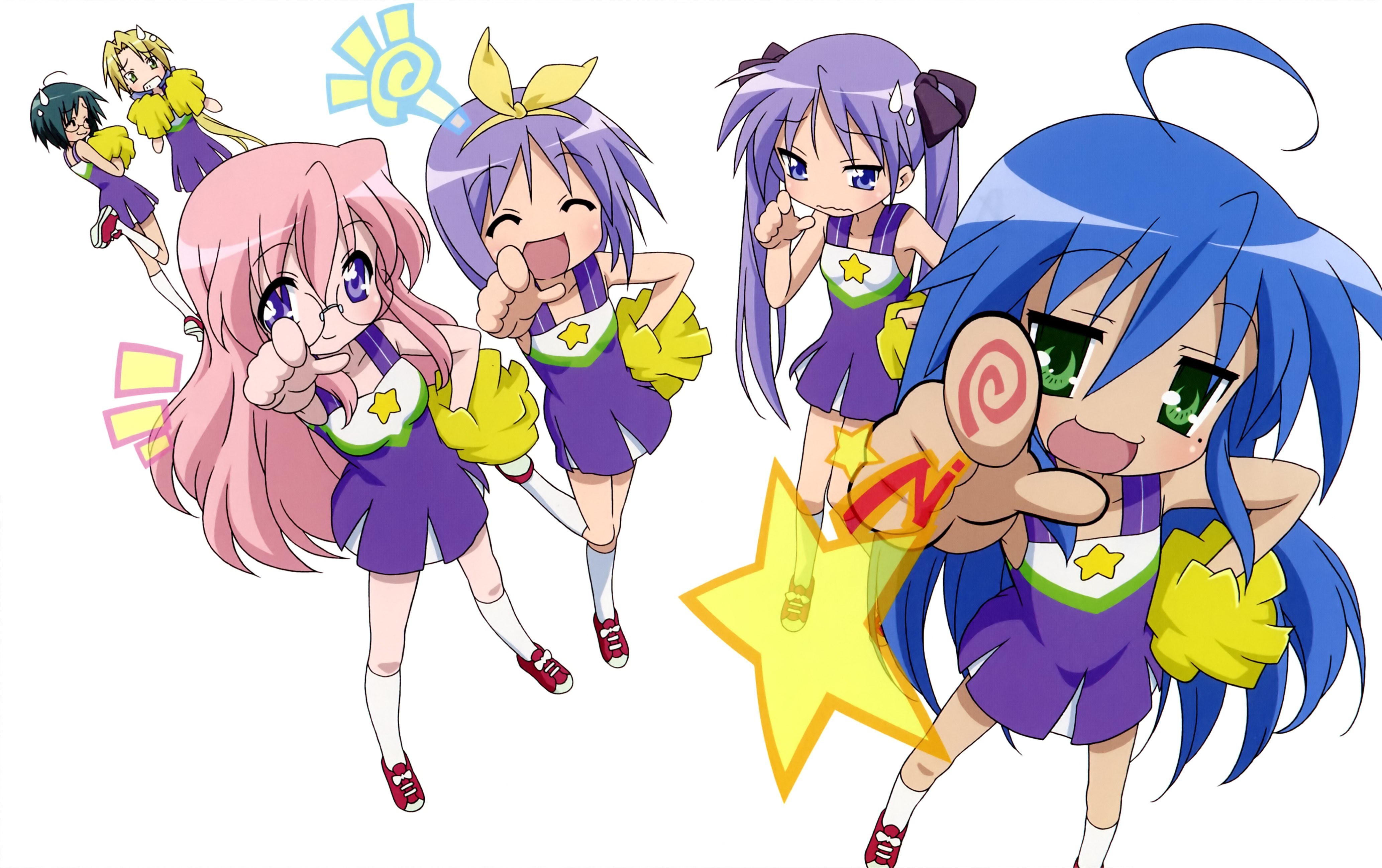 anime cheerleaders in action