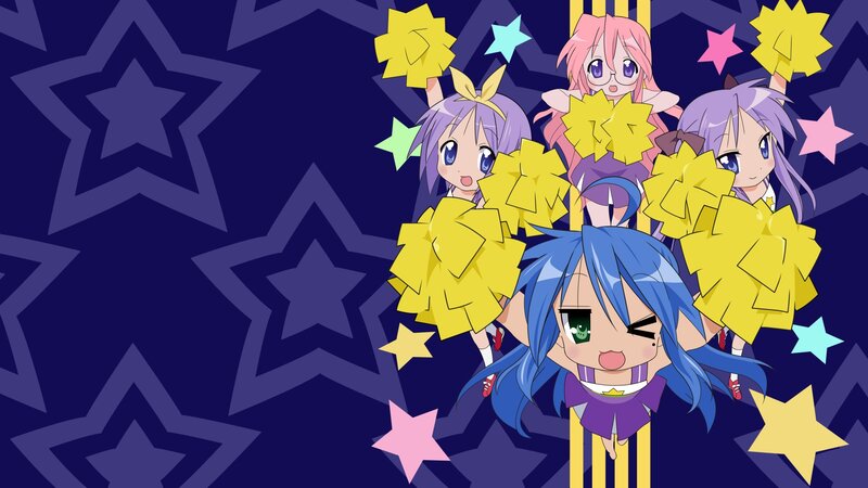 anime cheerleaders with pom-poms