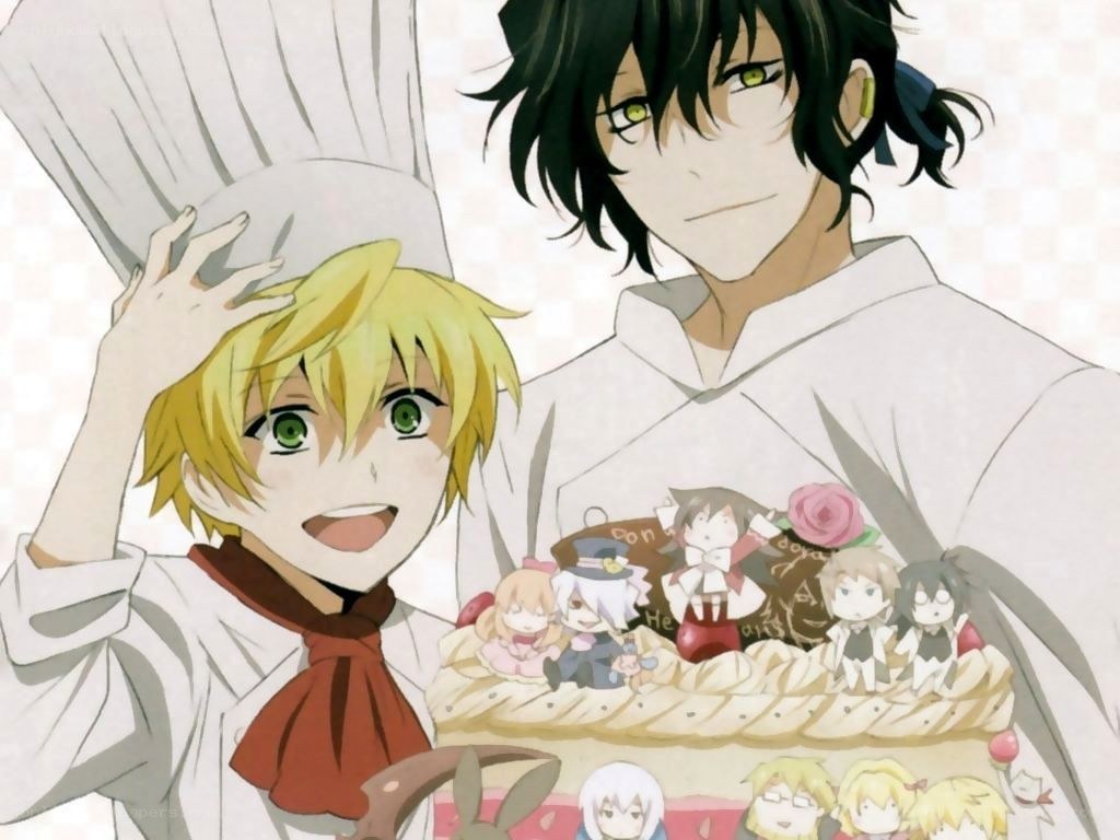 anime chefs with cake