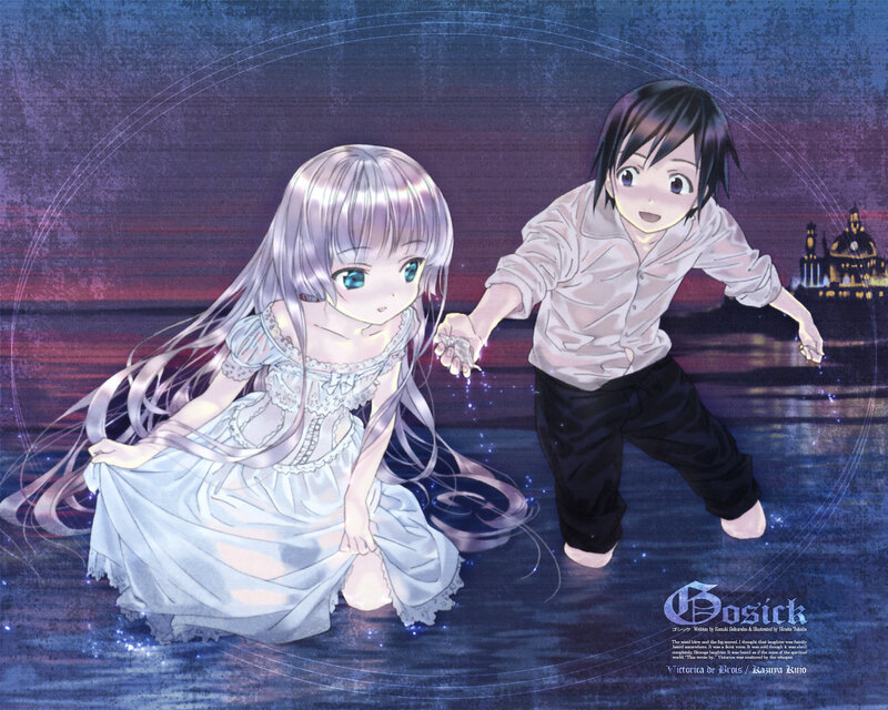 anime children by the water