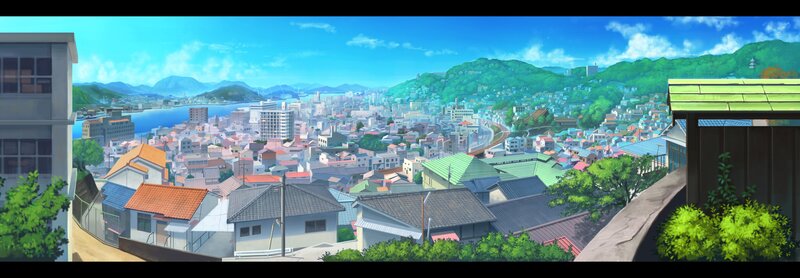Anime cityscape view