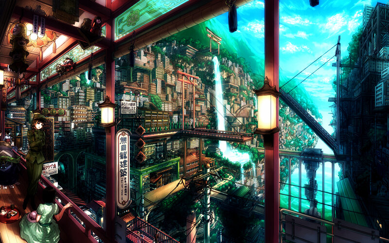 Anime Cityscape View — Green