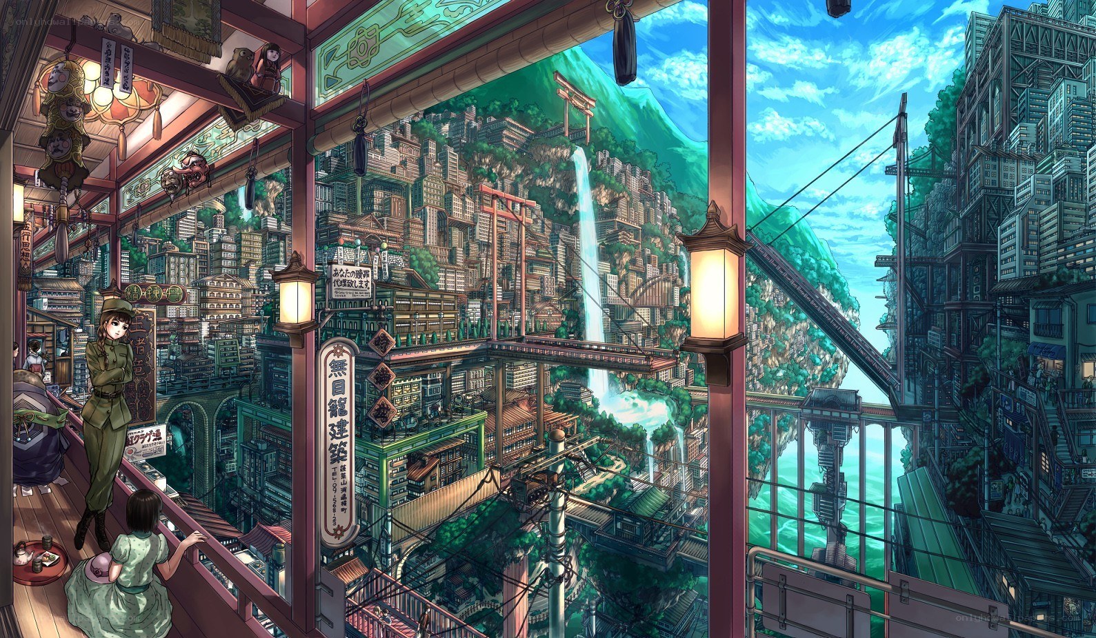 Anime cityscape view