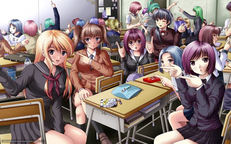 Anime classroom scene