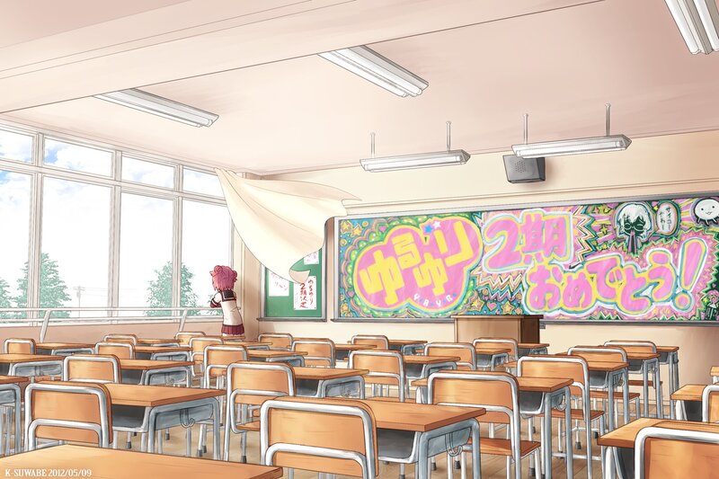 Anime classroom with student