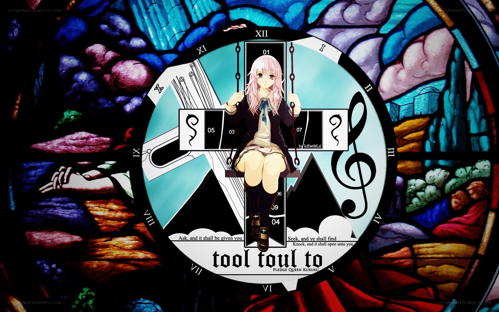 Anime clock with stained glass