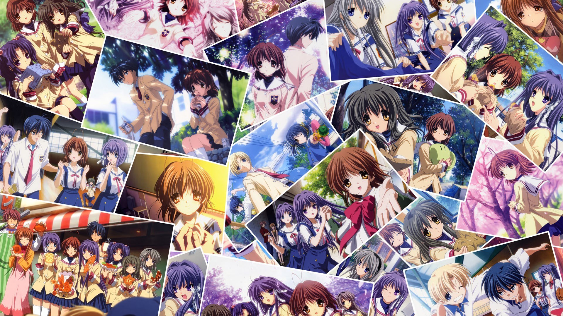 anime collage featuring school girls