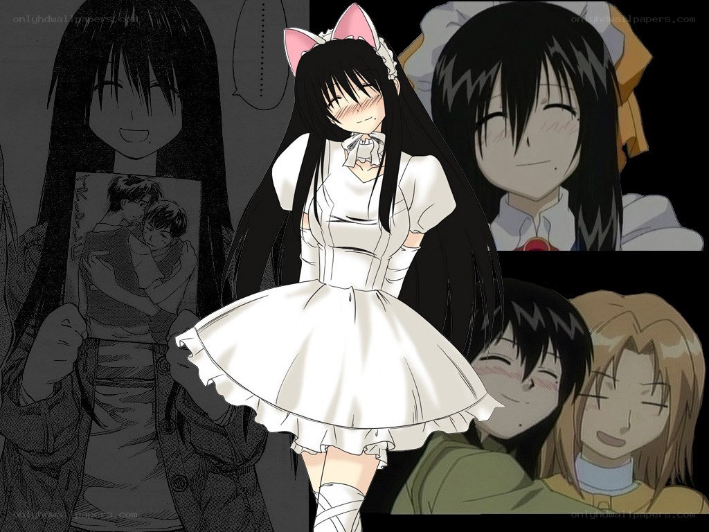 anime collage with cat ears girl