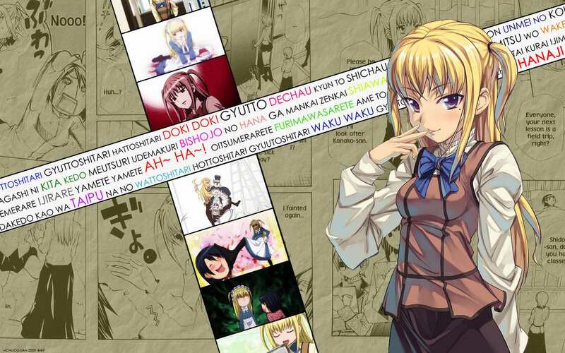 Anime collage with character and manga panels
