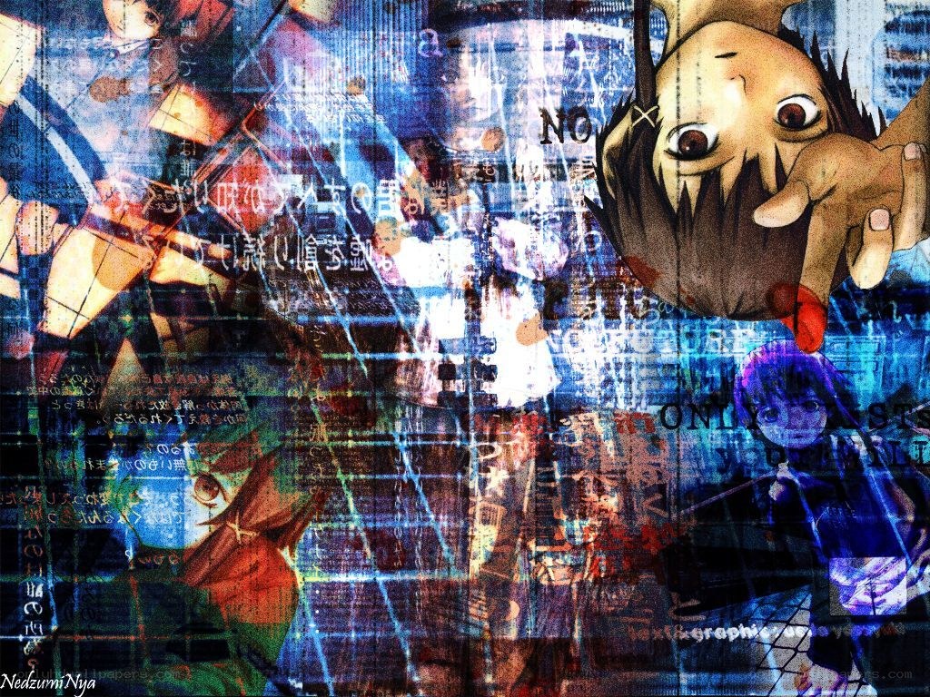 Anime collage with digital effects