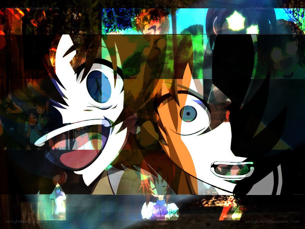 Anime collage with distorted faces