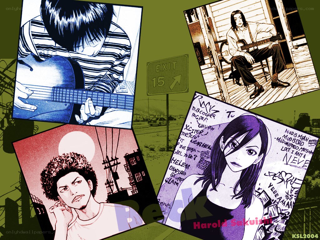 Anime collage with guitarists