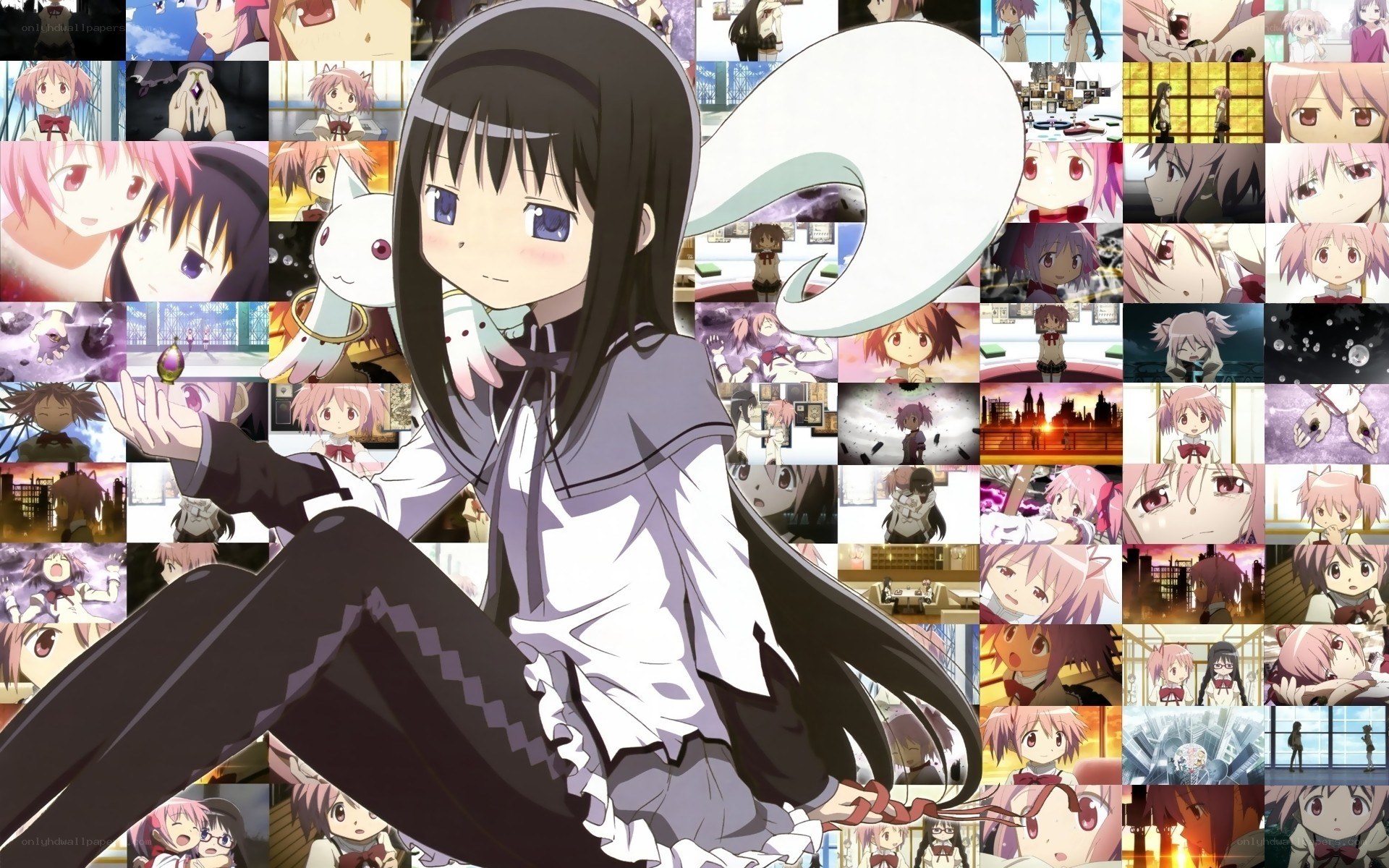 Anime collage with main character