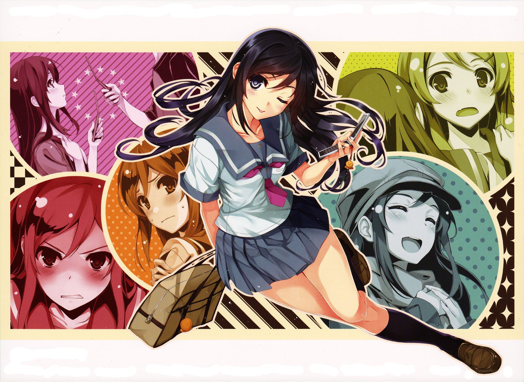 anime collage with schoolgirl