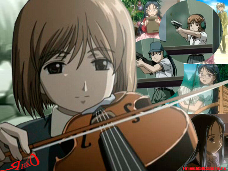 anime collage with violinist