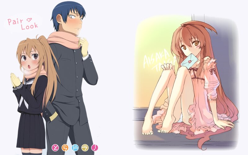 Anime couple and girl with letter