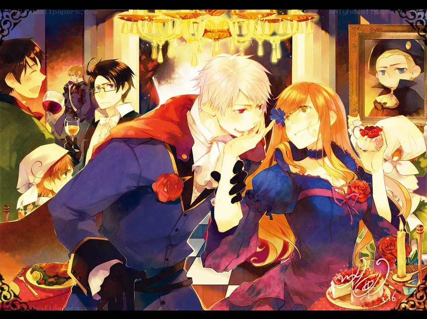 anime couple at a dinner party