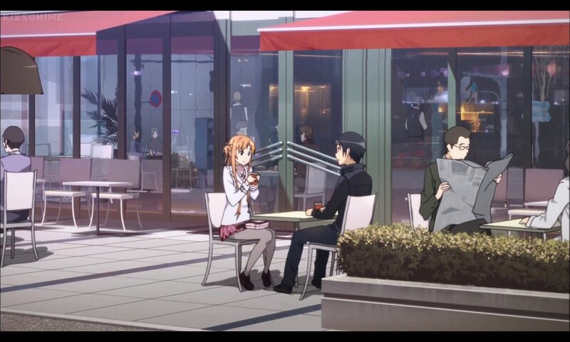 Anime Couple at Cafe