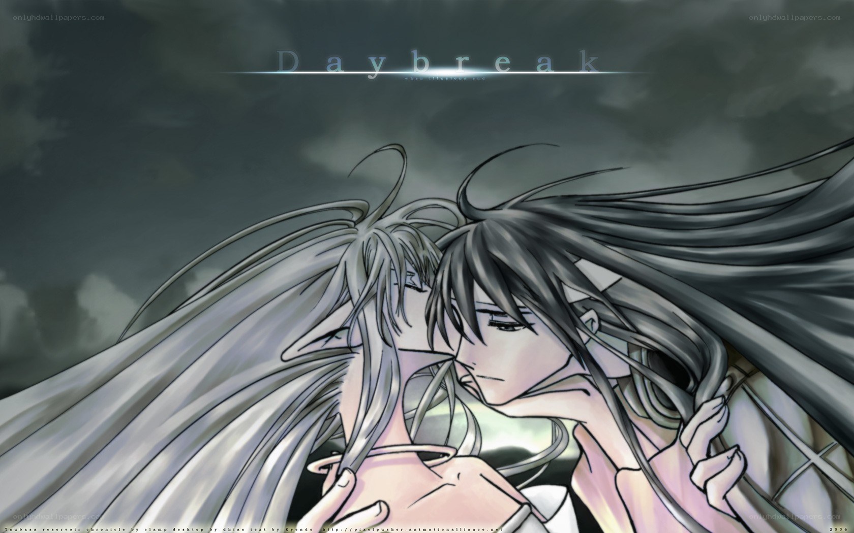 Anime couple at daybreak