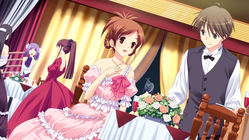 Anime Couple at Dinner — Pink