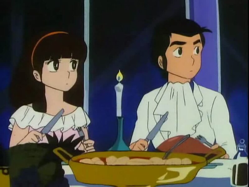 anime couple at dinner