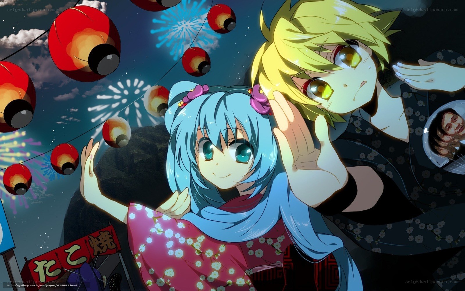 Anime couple at festival