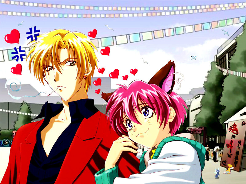 Anime couple at festival