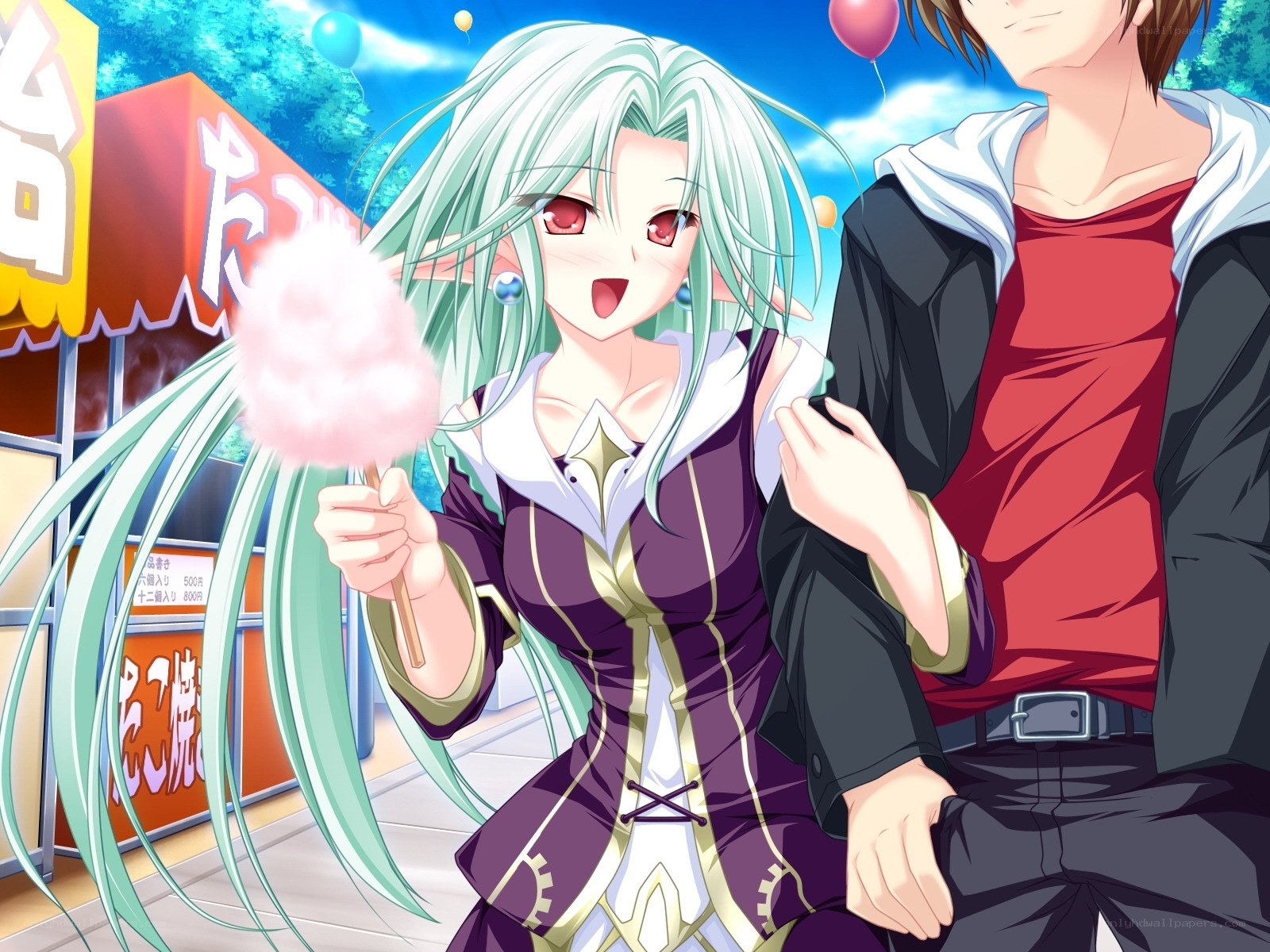 Anime couple at festival
