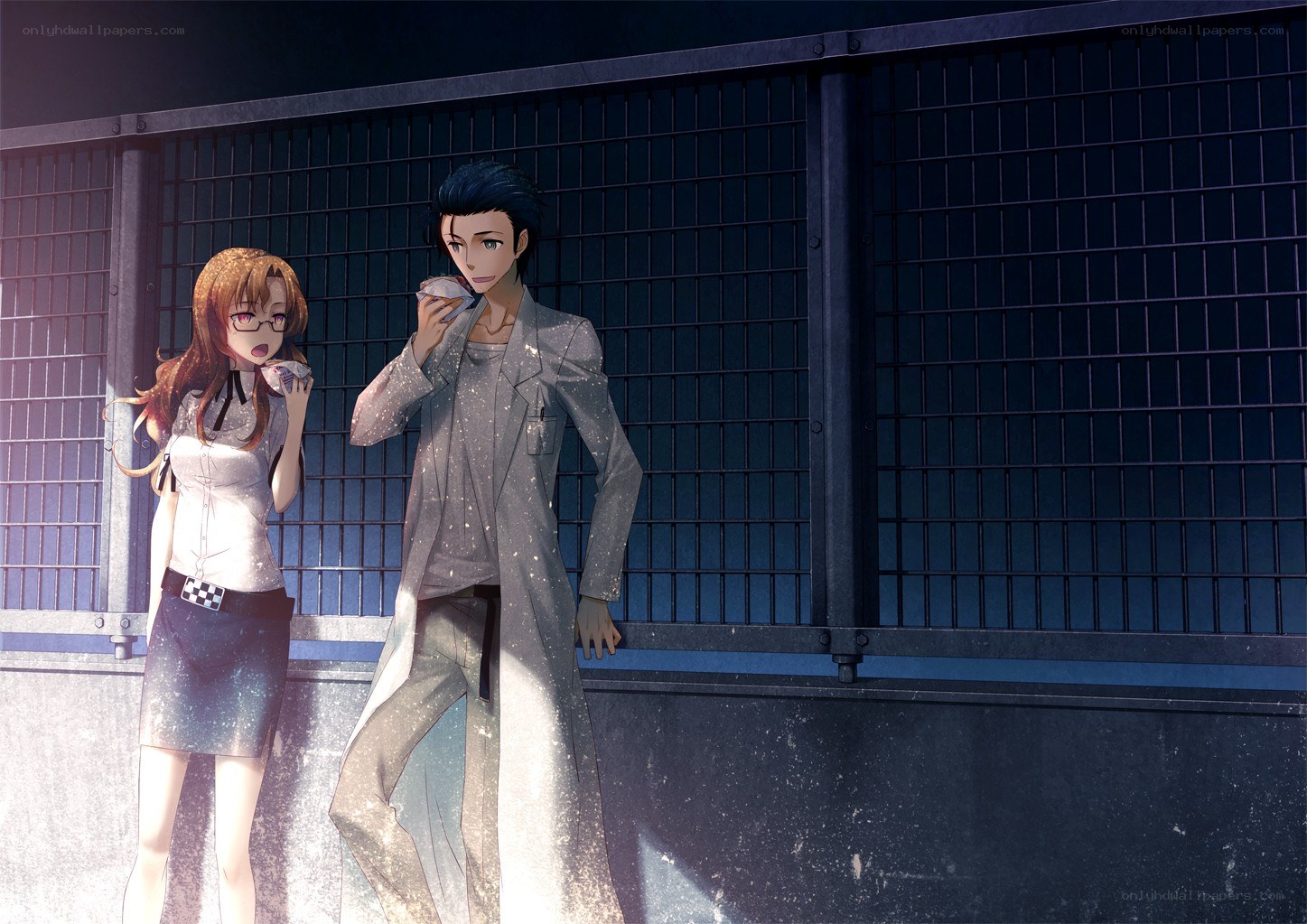 Anime couple at night